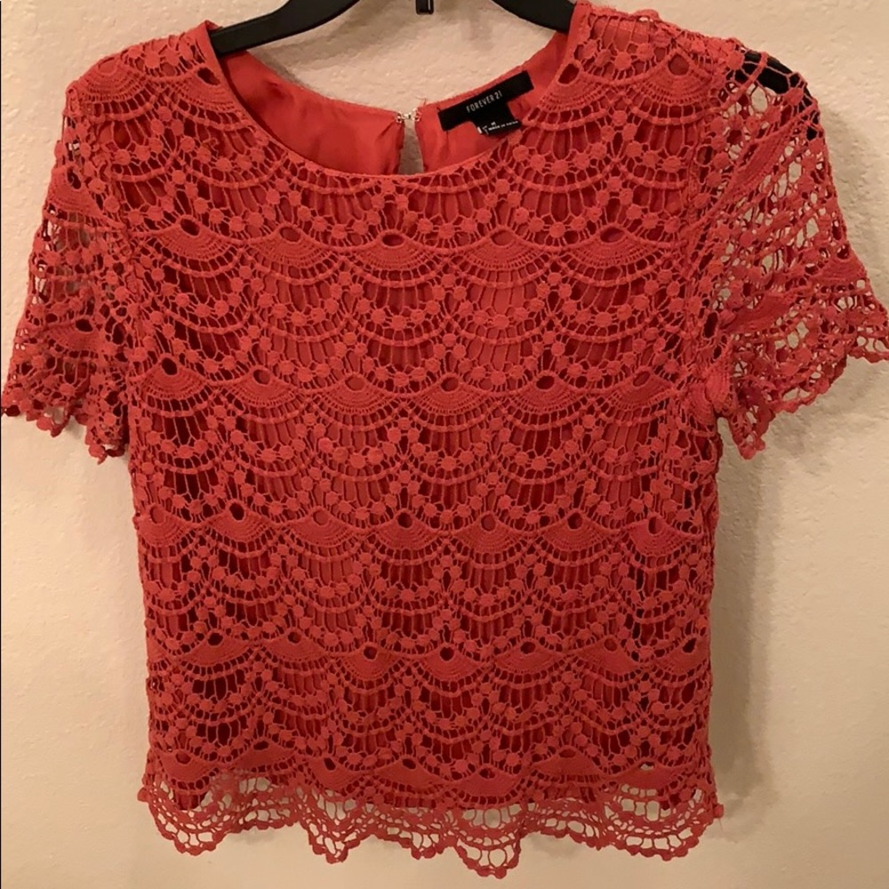 F21 Lace Overlay Top 💕